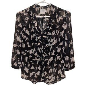 Anthropologie HD in Paris Whimsical Modern Toile Print Blouse Size 0